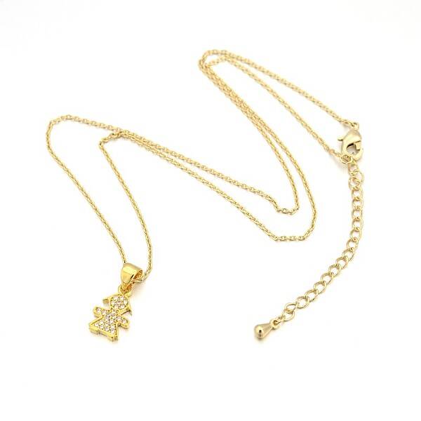Human/Girl Real 18K Gold Plated Plated Alloy Micro Pave Cubic Zirconia Pendant Necklaces