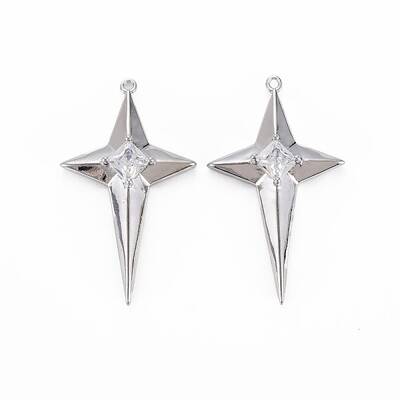 Brass Micro Pave Clear Cubic Zirconia Pendants