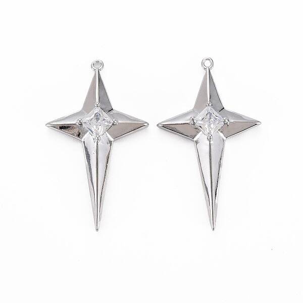Brass Micro Pave Clear Cubic Zirconia Pendants