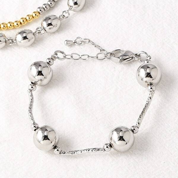Brass Round Beaded Link  Bracelets for Women