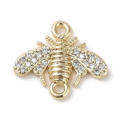 Brass Micro Pave Clear Cubic Zirconia Connector Charms