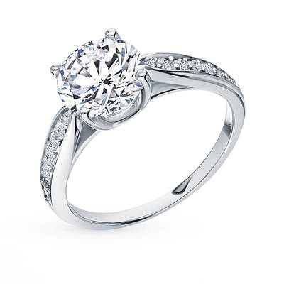 S925 Silver Engagement Ring with Zirconia