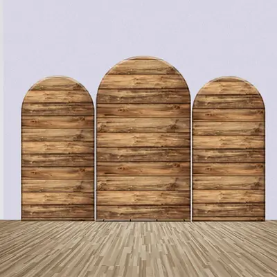 Wooden Horizontal Stripes Simple Arch Backdrop Kit - Aperturee