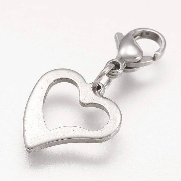 Non-Tarnish 304 Stainless Steel Open Heart Pendants