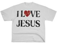 [Saleup to 75%]Vintage I Love Jesus Print Short Sleeve T-Shirt Menswear Top Underwear Tshirt Cotton Polyester,Women's Letter ...