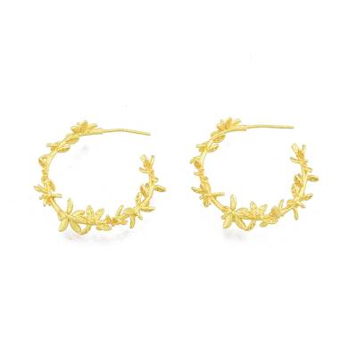 Brass Flower of Life Wrap Stud Earrings