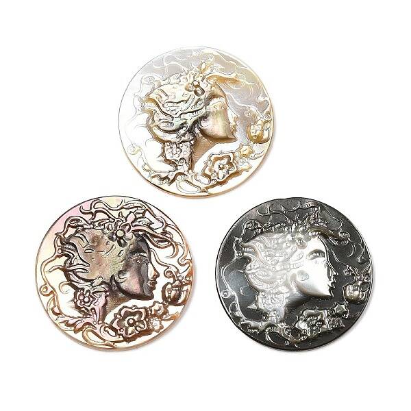 Natural Black Lip Shell Carved Cabochons
