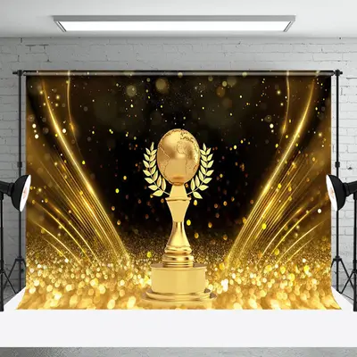 Black Golden Globe Awards Glitter Party Backdrop - Aperturee