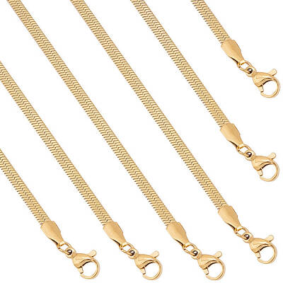 6Pcs 304 Stainless Steel Flat Snake Chain Necklaces Set for Men Women