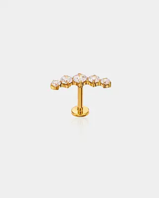 Arc CZ Threadless Push Pin Cartilage Stud - Gold