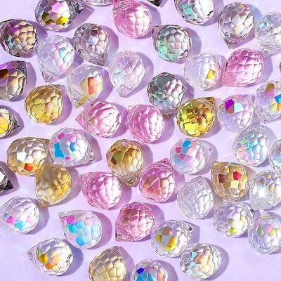 50Pcs Teardrop Transparent Glass Charms