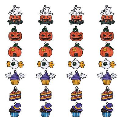 28Pcs 7 Style Halloween Alloy Enamel Pendants