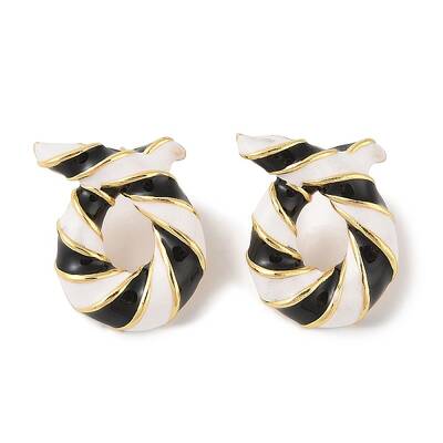 Brass with Enamel Twist Stud Earrings for Women
