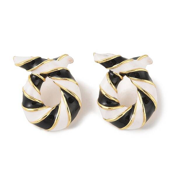Brass with Enamel Twist Stud Earrings for Women