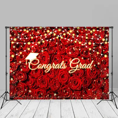 Light Red Rose Congrats Grad Backdrop For Photo - Aperturee