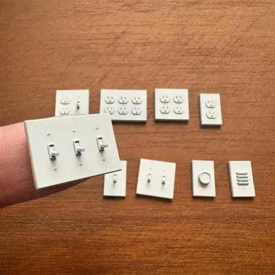 Miniature Power Outlet and Light Switches 1:12, 1:6, Dollhouse Furniture, Fairy Garden, Modern, Appliances, House Decor, Acce...