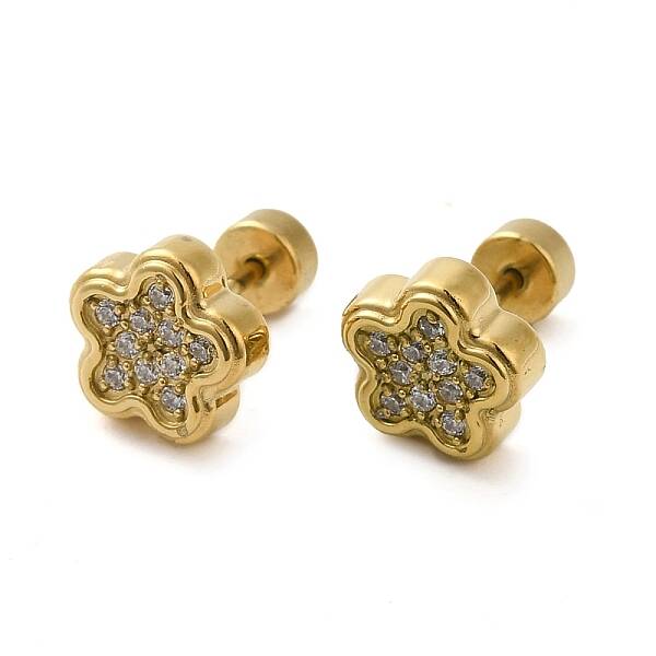 304 Stainless Steel with Rhinestone Stud Earrings