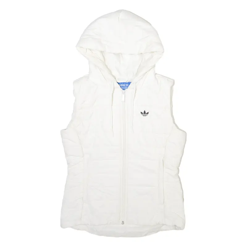 ADIDAS Womens Puffer Gilet White Hooded UK 8