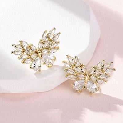 Brass Micro Pave Cubic Zirconia Stud Earrings Findings