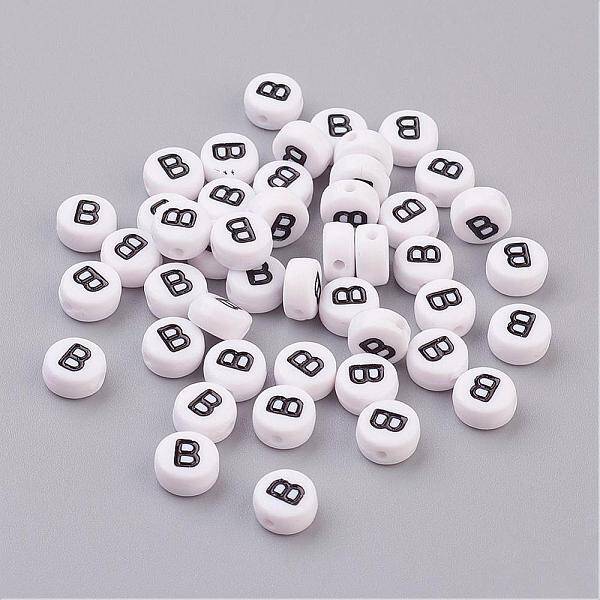 Flat Round with Letter B Acrylic Beads