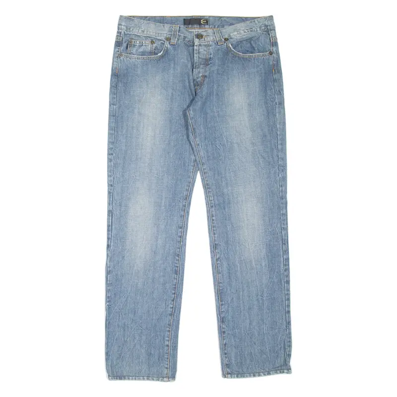 JUST CAVALLI Mens Jeans Blue Regular Straight Stone Wash W38 L32