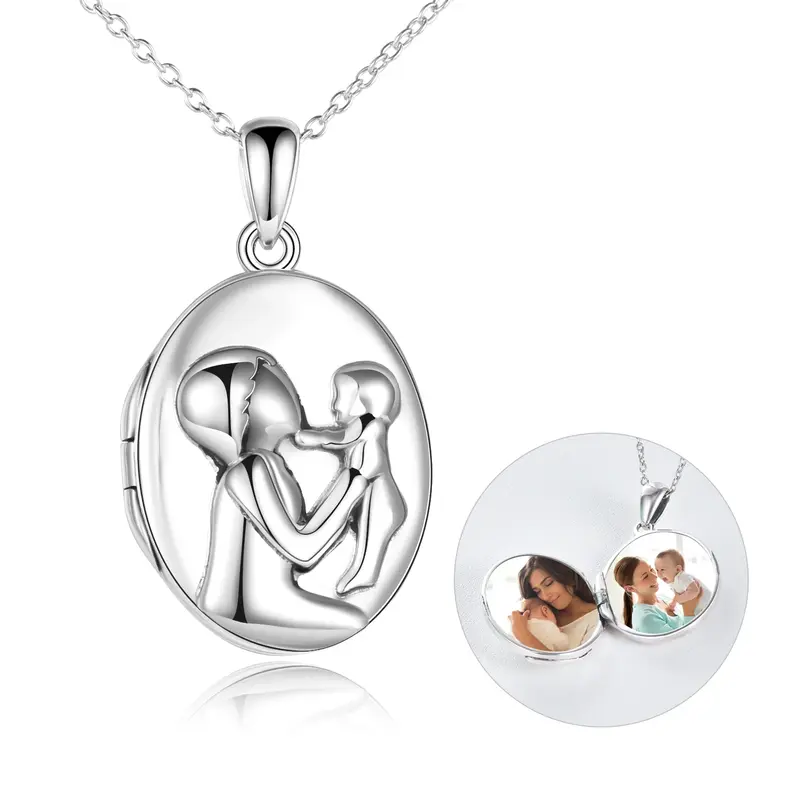 Sterling Silver Mother & Daughter Personalized Photo Locket Necklace