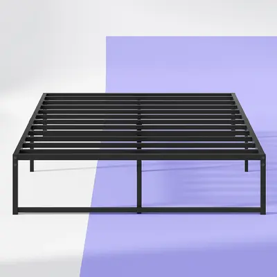 VECELO Platform Bed Frame Metal Slat Support 14 in Height Twin Full Queen King Size Beds Base Bed Frame, No Box Spring Requir...
