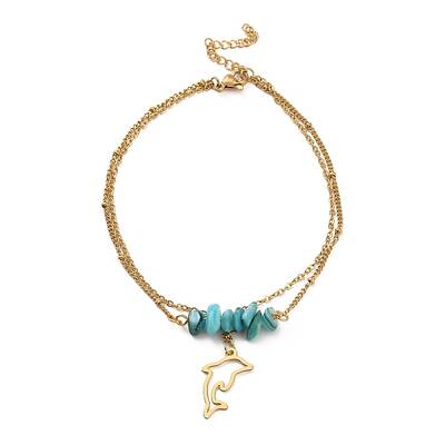 Dyed Natural Shell Chips Charms Anklet