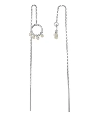 Onda Threader Earrings | Gemstone: Moonstone | Metal Color: Silver