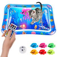 New Multi-Color Lighted Cat Water Mat,Thickened Anti-Scratch Leak Proof Cat Water Sensor Play Mat with Floating Fish,Interact...
