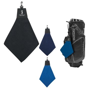50 Custom Triangle Fold Golf Towel - Polyester Fleece & Swivel ...