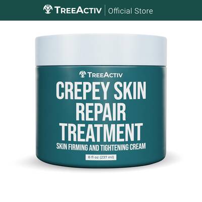 TreeActiv Crepey Skin Repair Treatment 8oz Firming & Hydrating Moisturizing Cream for Face, Neck & Body With Hyaluroni