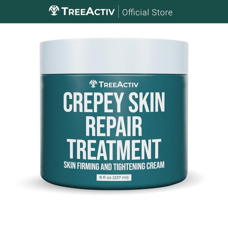 TreeActiv Crepey Skin Repair Treatment  8oz Firming & Hydrating Moisturizing Cream for Face, Neck & Body  With Hyaluroni