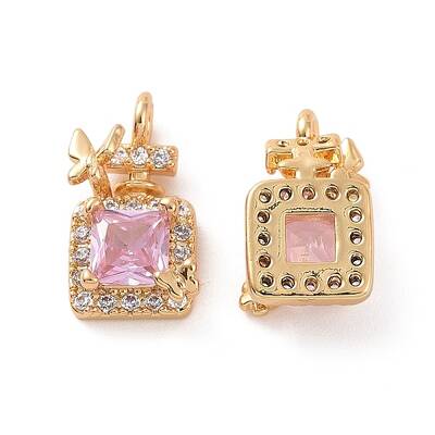 Brass Micro Pave Clear Cubic Zirconia Charms