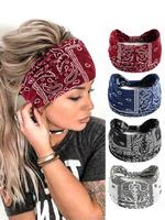 Women Boho Paisley Print Hair Band for Hairstyle, Bohemian Knot Design Headband for Sports Exercise Workout, Pickleball Tenni...