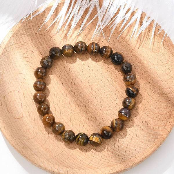 Natural Tiger Eye Beaded Stretch Bracelets