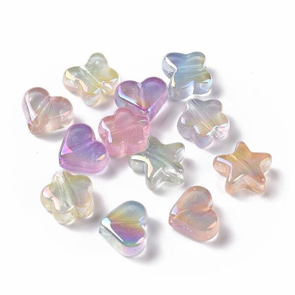 UV Plating Rainbow Iridescent Luminous Acrylic Beads