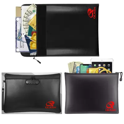 QLASH Large Fireproof Document Bag, Upgrade Water Resistant and Fire Safe Storage with Zipper for Large Legal File