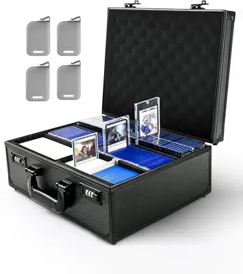 Kabinka Toploader Storage Box for 3 X 4 35pt Rigid Card, Trading Card Storage Box Toploader with Combination Lock, Top Lo...