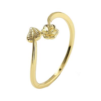 Leaf & Flower Brass Adjustable Ring Settings