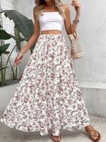 Women's Ditsy Floral Print Skirt, Boho Fashion Long Skirt for Daily Holiday Vacation Wear, Bohemian Ladies Bottoms for Spring...