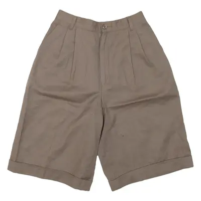 Pleated Womens Casual Shorts Brown Relaxed 90s XXS W23