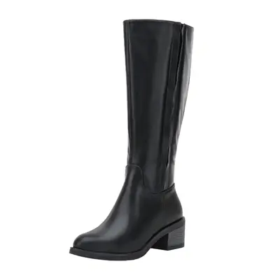 [Exclusive] Vepose Chunky Knee High Boots for Women Riding with Side Elastic Black Dress