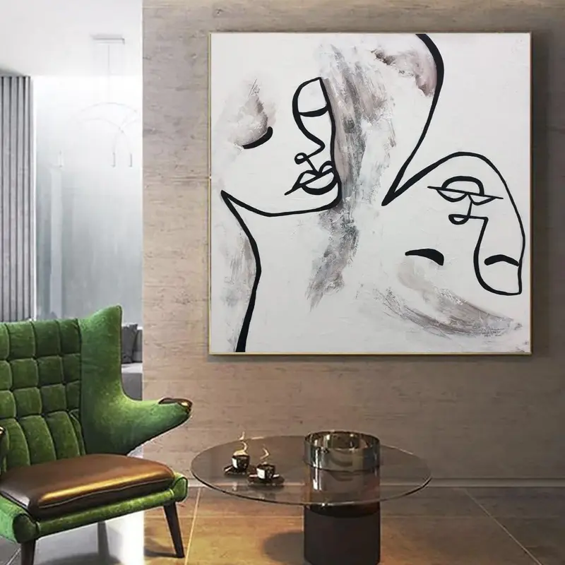 Large Acrylic Abstract Painting Black And White Canvas Wall Art Human Abstract Painting Canvas Painting Acrylic | TRANQUILITY