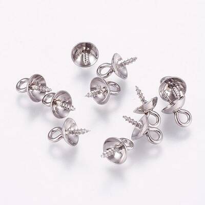 Tarnish Resistant 201 Stainless Steel Peg Bails Pendants for Half-driled Beads