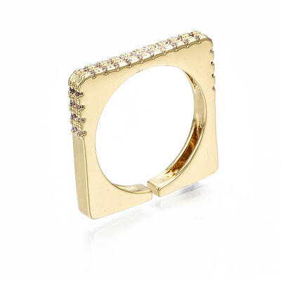 Brass Micro Pave Clear Cubic Zirconia Cuff Rings