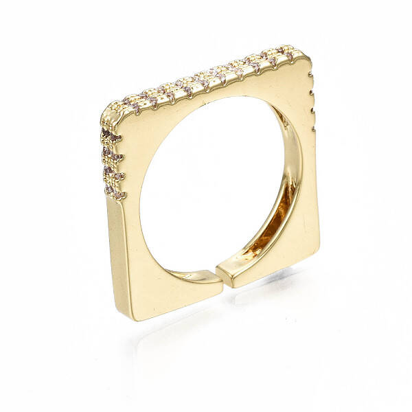 Brass Micro Pave Clear Cubic Zirconia Cuff Rings