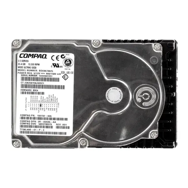 180732-006 HP 36.4GB 10KRPM Ultra-160 SCSI LVD 68-Pin 3.5-inch Hard Drive