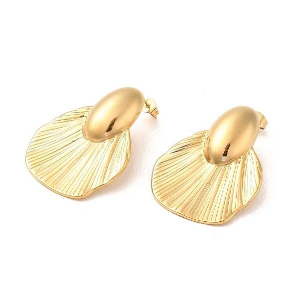 Fan 304 Stainless Steel Stud Earrings for Women