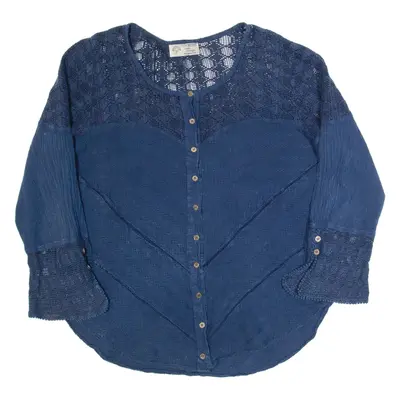COTONISSIMI Womens Shirt Blue Long Sleeve 90s L